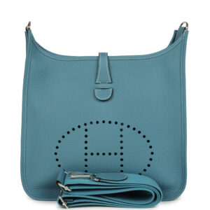 Hermes Evelyne III PM Blue Jean Clemence Palladium Hardware