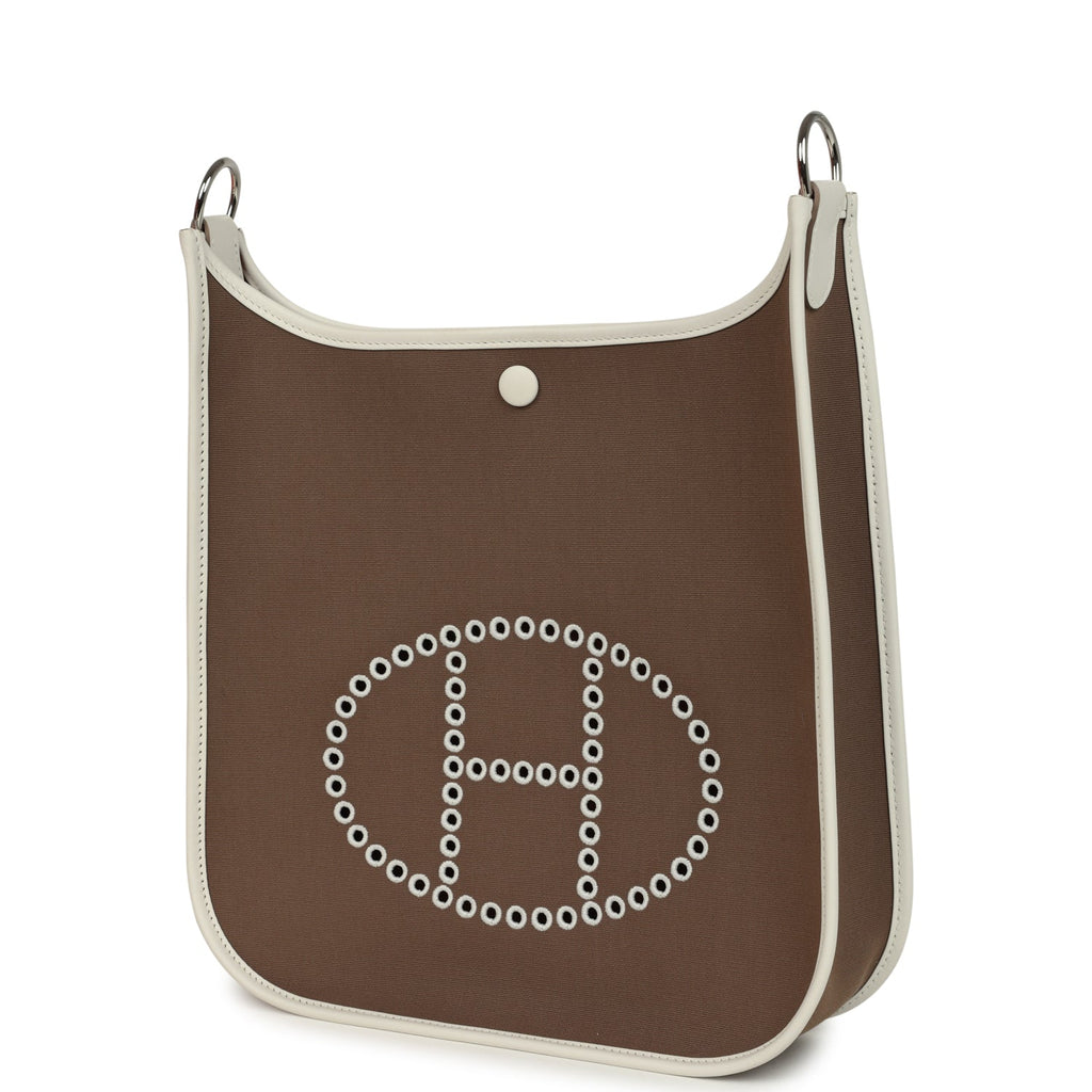 Hermes Neo Evelyne PM Etoupe Officier Canvas and Gris Pale Swift Palladium Hardware - Image 6