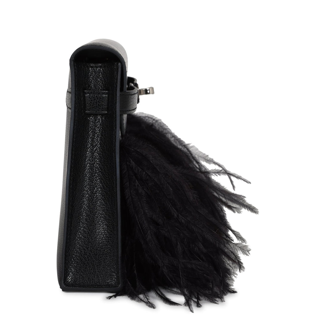 Hermes Kelly Elan Foile Chevre Chamkila and Ostrich Feather Palladium Hardware - Image 4