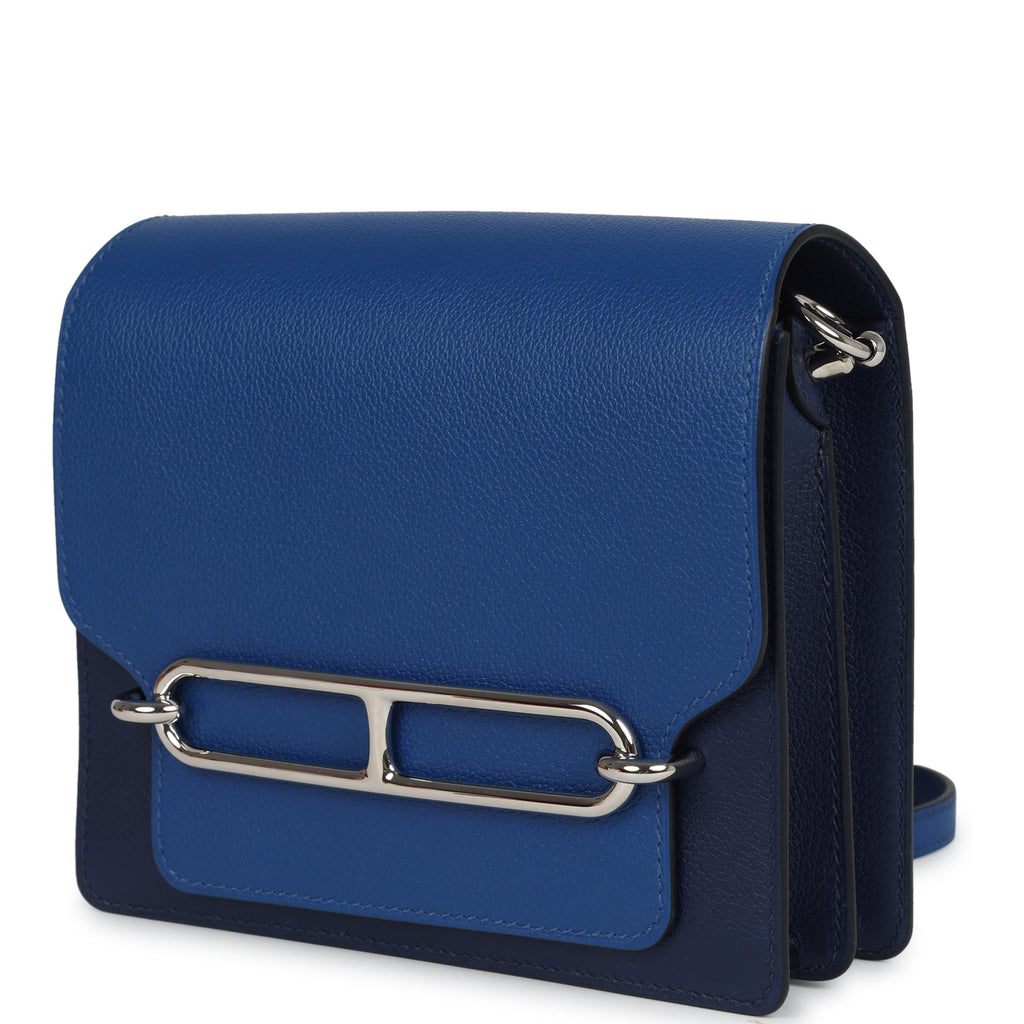 Hermes Mini Sac Roulis Bi-color Bleu Saphir and Bleu France Evercolor Palladium Hardware - Image 6