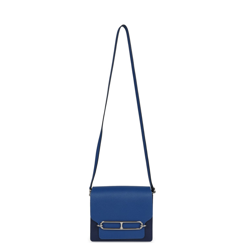 Hermes Mini Sac Roulis Bi-color Bleu Saphir and Bleu France Evercolor Palladium Hardware - Image 8