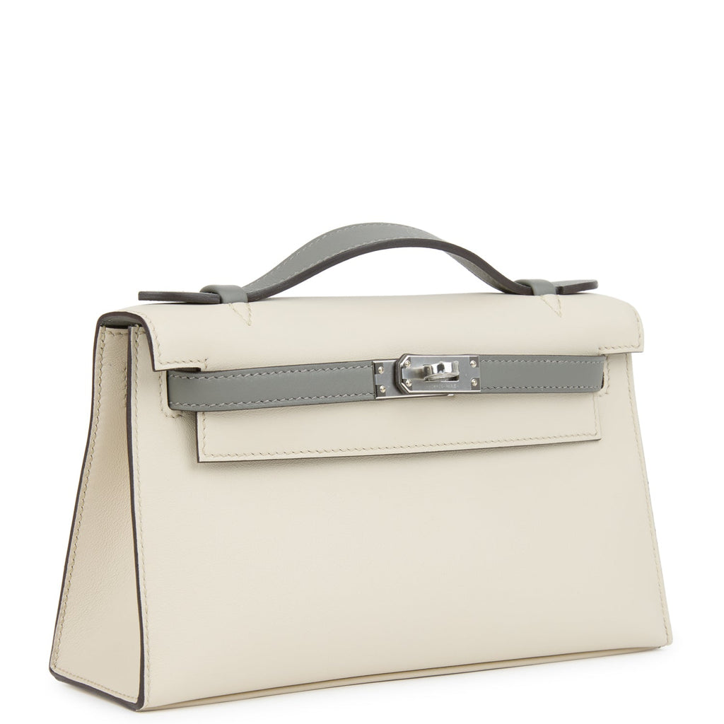 Hermes Special Order (HSS) Kelly Pochette Beton and Gris Meyer Swift Palladium Hardware - Image 3
