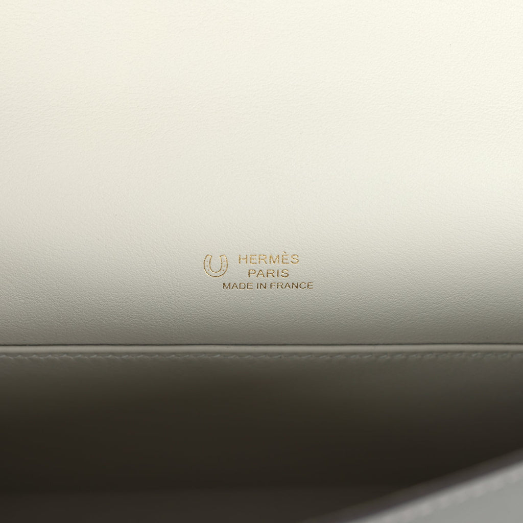 Hermes Special Order (HSS) Kelly Pochette Gris Meyer Verso Swift Permabrass Hardware - Image 8