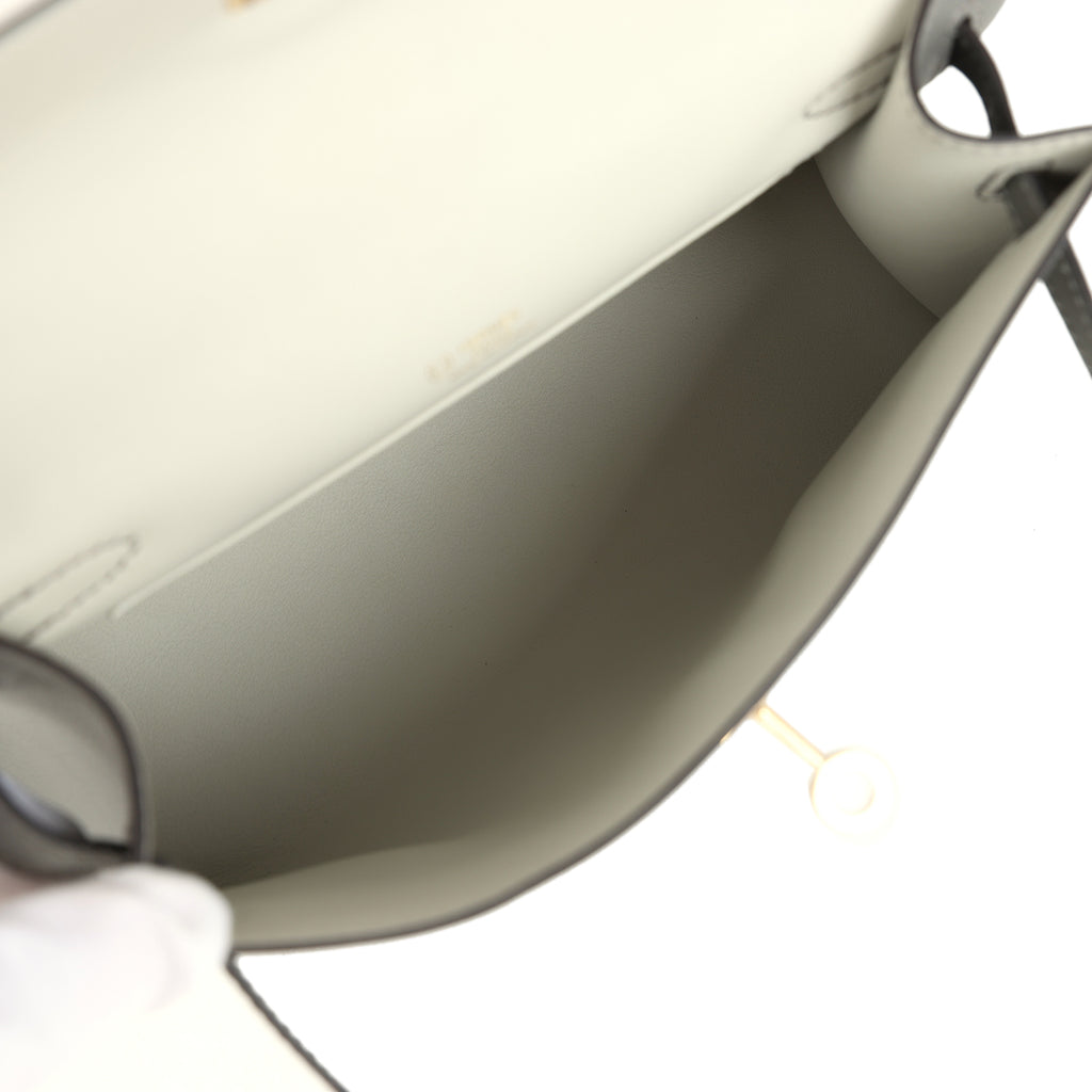 Hermes Special Order (HSS) Kelly Pochette Gris Meyer Verso Swift Permabrass Hardware - Image 9