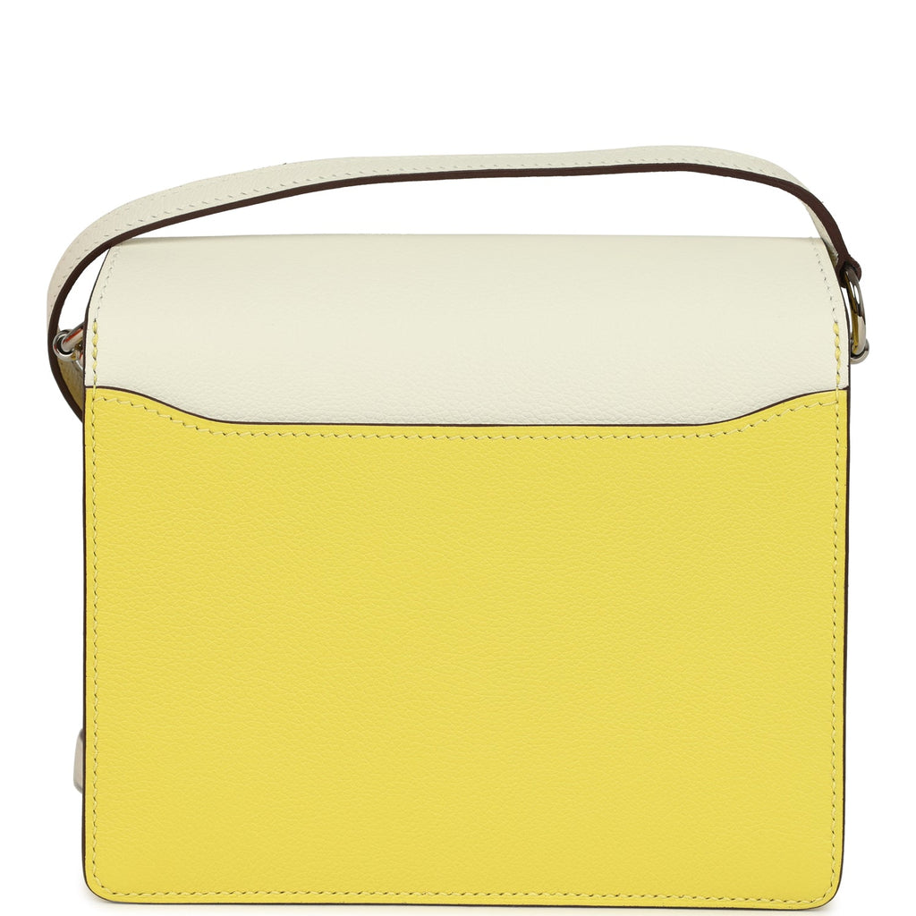 Hermes Mini Sac Roulis Bi-color White and Lime Evercolor Palladium Hardware - Image 5