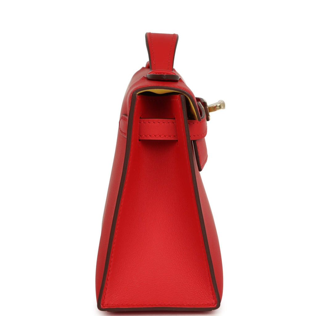 Hermes Special Order (HSS) Kelly Pochette Rouge de Coeur Verso Swift Permabrass Hardware - Image 4
