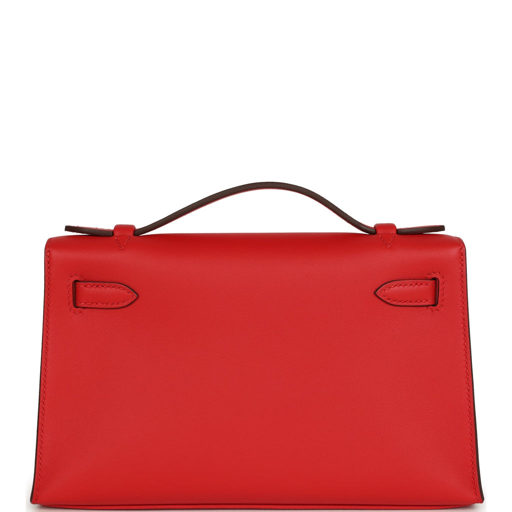 Hermes Special Order (HSS) Kelly Pochette Rouge de Coeur Verso Swift Permabrass Hardware - Image 5