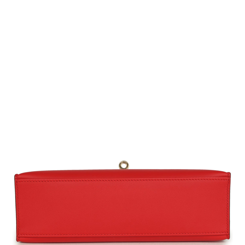 Hermes Special Order (HSS) Kelly Pochette Rouge de Coeur Verso Swift Permabrass Hardware - Image 7