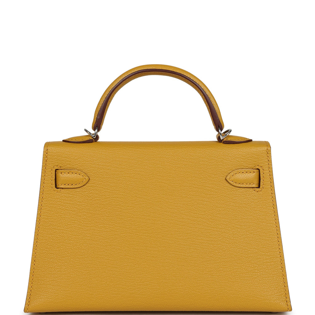 Hermes Kelly Sellier 20 Jaune Ambre Verso Chèvre Mysore Palladium Hardware - Image 5