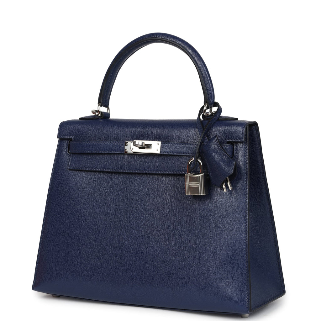 Hermes Kelly Sellier 25 Bleu Saphir Chevre Chamkila Palladium Hardware - Image 6
