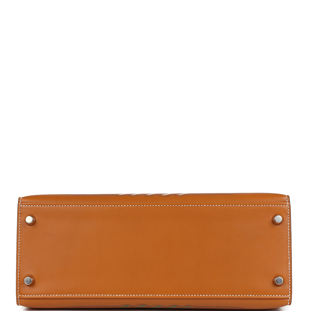 Hermes Kelly Sellier 28 "Painted Quadrige" Naturel Sable Butler Palladium Hardware - Image 7