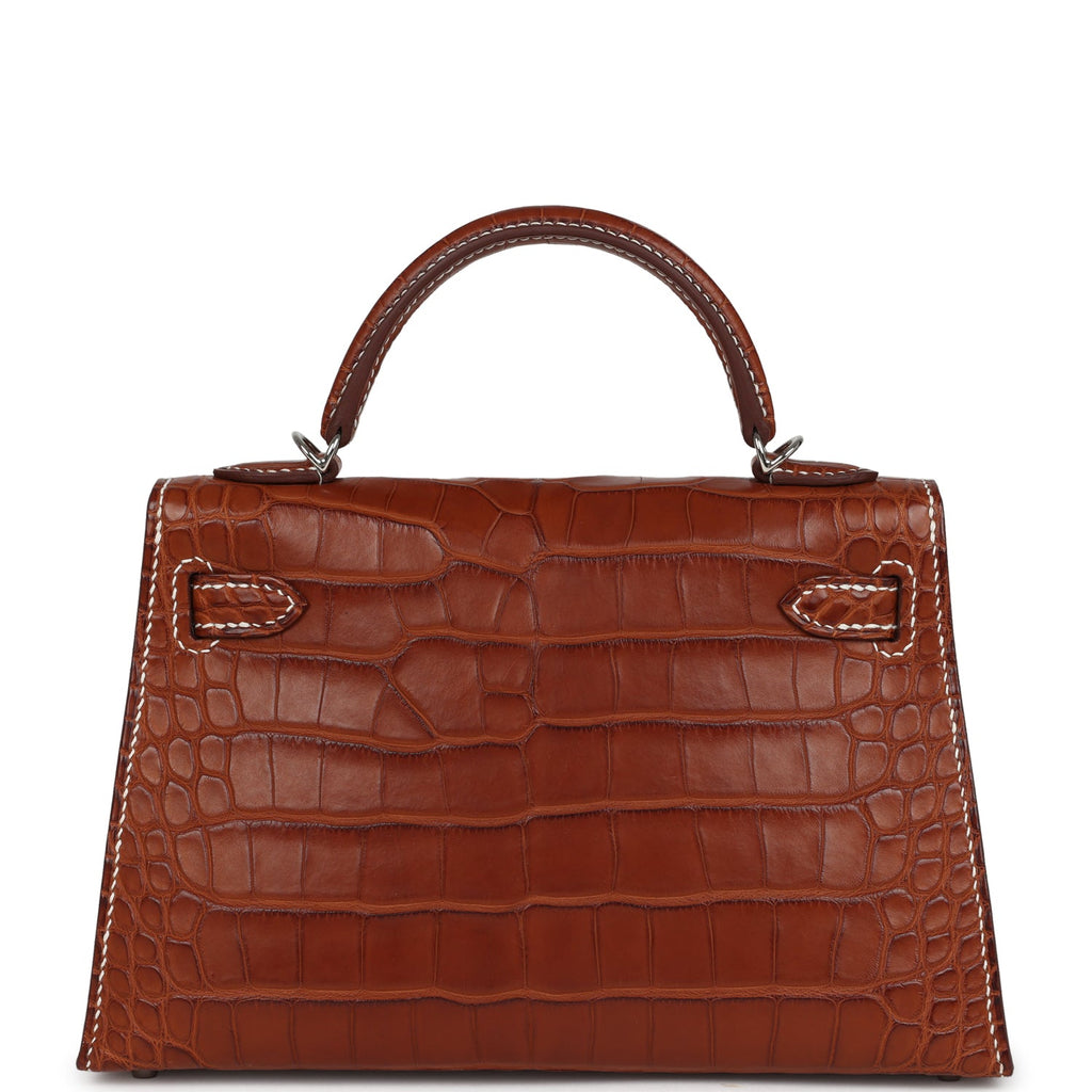 Hermes Kelly Sellier 20 Fauve Matte Alligator Barenia Palladium Hardware - Image 5