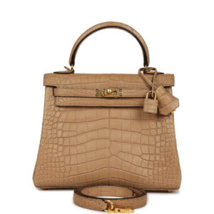 Hermes Kelly Retourne 25 Chai Matte Alligator Gold Hardware