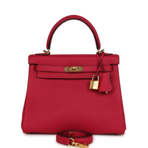 Hermes Kelly Retourne 25 Framboise Togo Gold Hardware