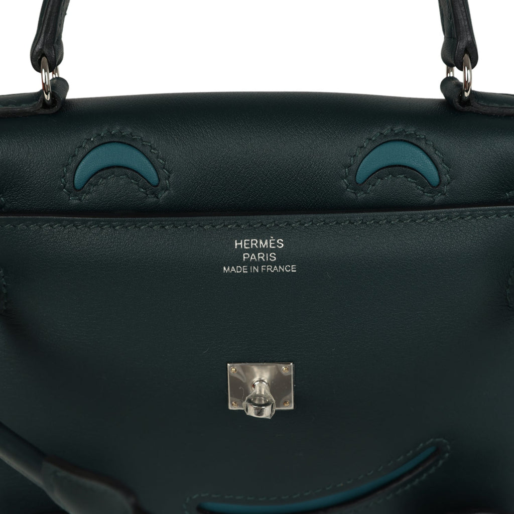 Hermes "Quelle Idolle" Kelly Doll Vert Cypress and Vert Bosphore Swift Palladium Hardware - Image 8