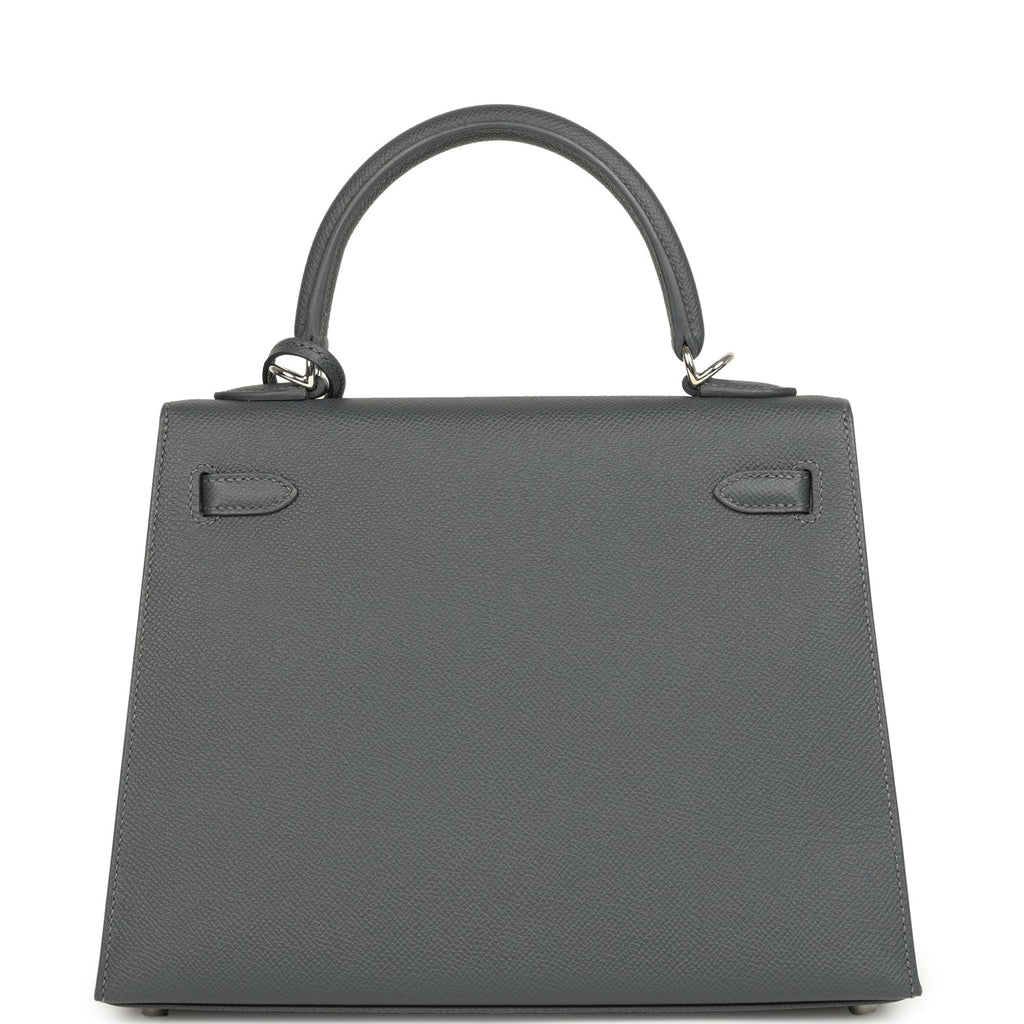 Hermes Kelly Sellier 25 Casaque Etoilee Ardoise Epsom, Black Tadelakt and Vert Peppermint Chevre Mysore Palladium Hardware - Image 5