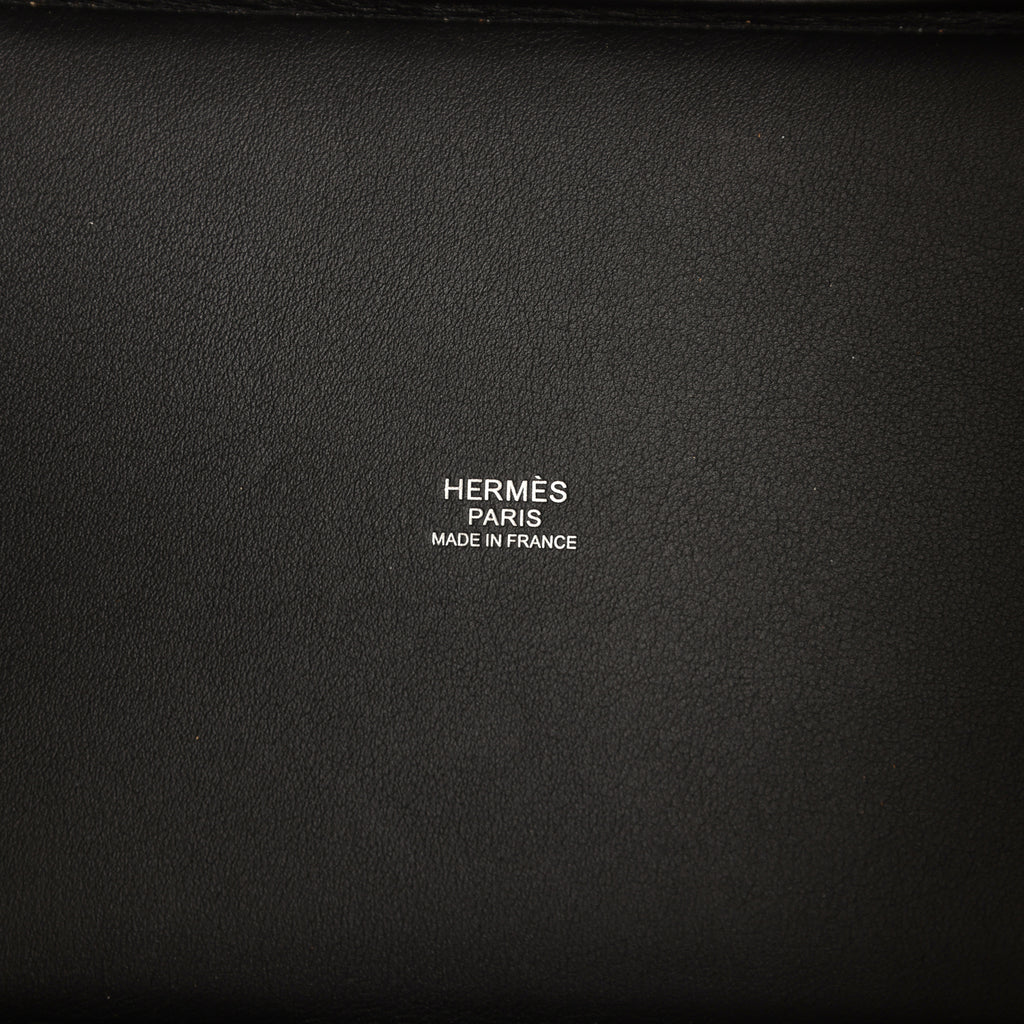 Hermes Stripe Picotin Lock 18 Black Swift and Ecru, Bleu, Black and Fauve Toile H Canvas Palladium Hardware - Image 9