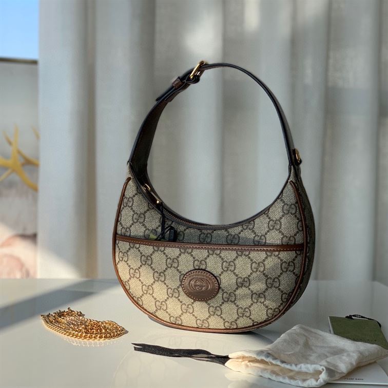 Half-moon-shaped mini bag with Interlocking G Beige and ebony - Image 5