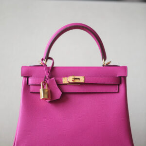 Kelly 25 Epsom Rose Pourpre (L3) Gold Hardware