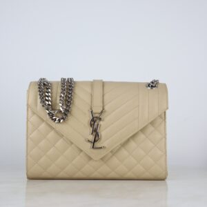 YSL Beige Envelope Medium Crossbody Bag