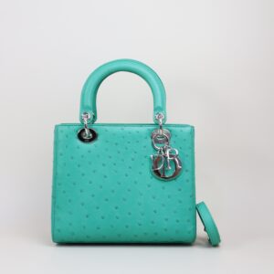 Christian Dior Mint Green Ostrich Medium Lady Dior Tote Bag