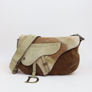 Christian Dior Bicolor Vintage Limited Edition Pony Hair Saddle Crossbody Bag