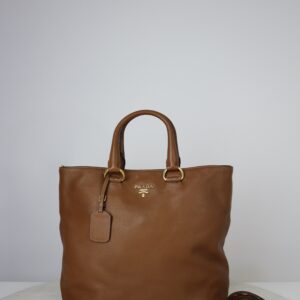 Prada Camel Vitello Daino Tote Bag W/ Strap