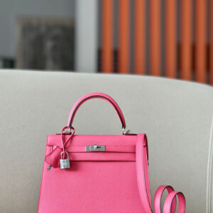 Kelly 25 Epsom Rose Lipstick (U5) Palladium Hardware