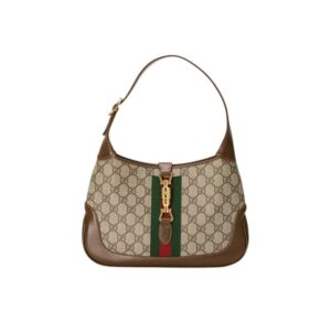 Jackie 1961 small shoulder bag Beige/ebony canvas - GB117