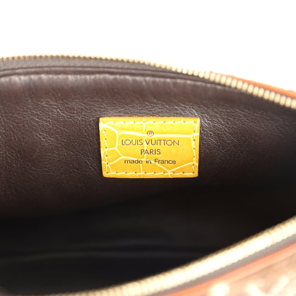 Vintage Louis Vuitton Trompe L'Oeil Pochette Brown and Yellow Velvet Brass Hardware - Image 10