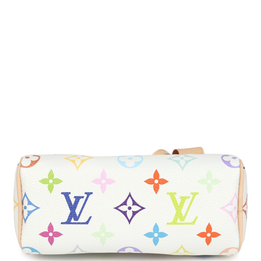 Louis Vuitton X Murakami Nano Speedy Bag White Multicolor Monogram Gold Hardware - Image 7