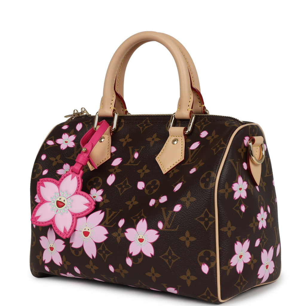 Louis Vuitton X Takashi Murakami Cherry Blossom Speedy 25 Bandouliere Brown Monogram Gold Hardware - Image 6