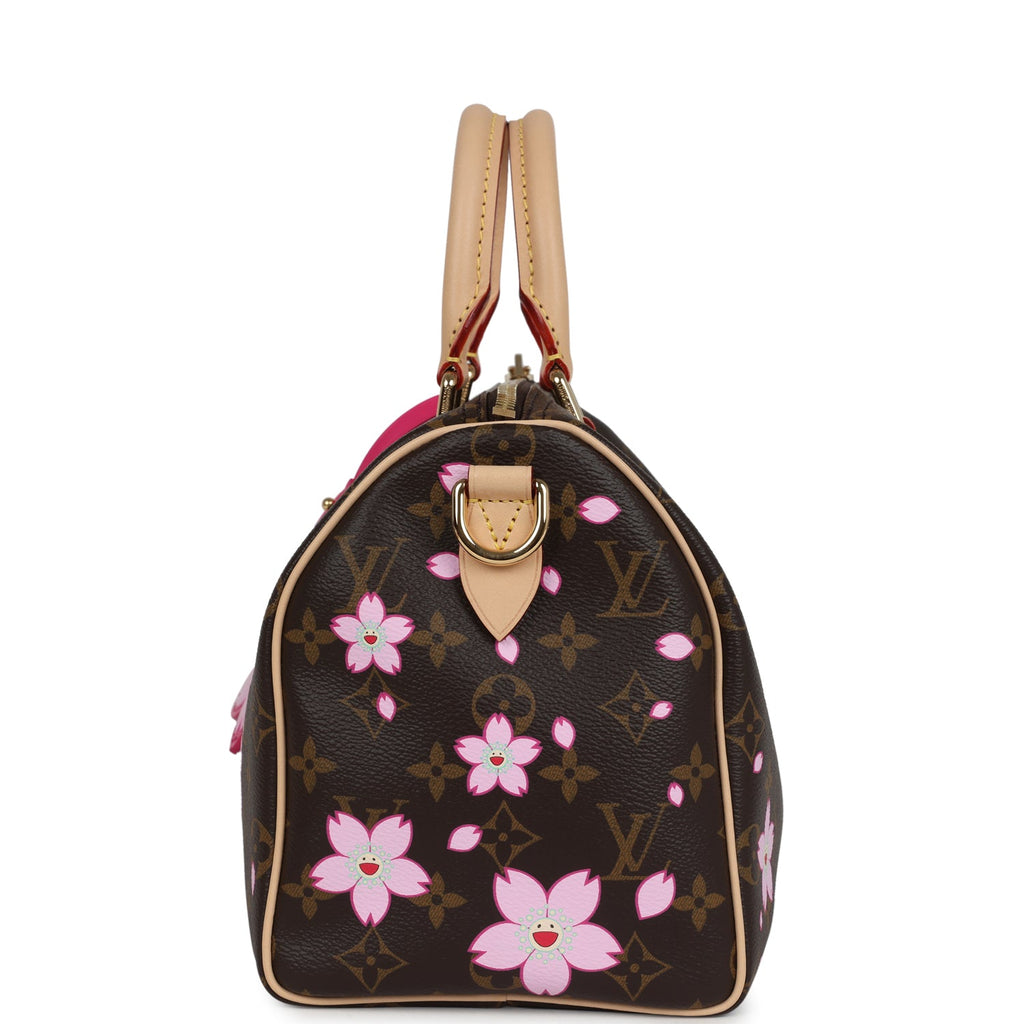 Louis Vuitton X Takashi Murakami Cherry Blossom Speedy 25 Bandouliere Brown Monogram Gold Hardware - Image 7