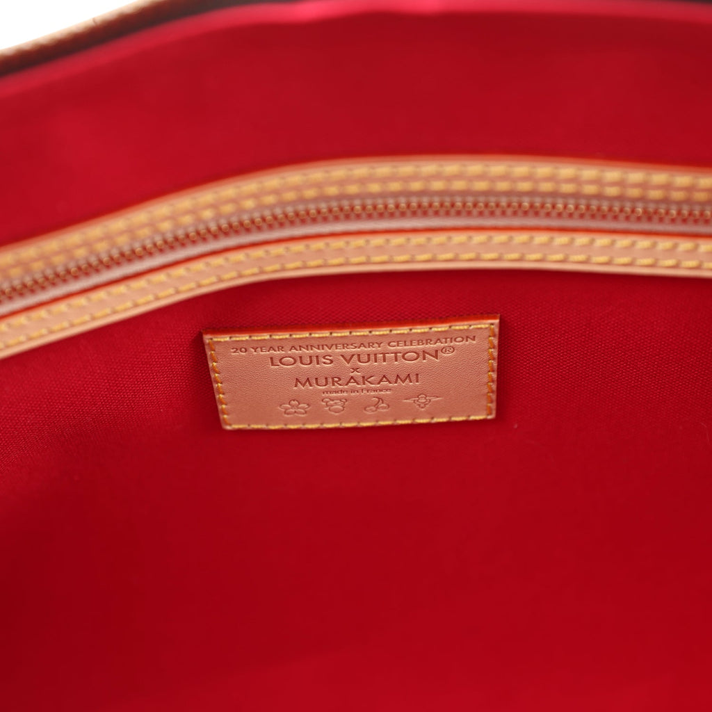 Louis Vuitton X Murakami Keepall Bandouliere 45 Red and Brown Cherry Monogram Gold Hardware - Image 9