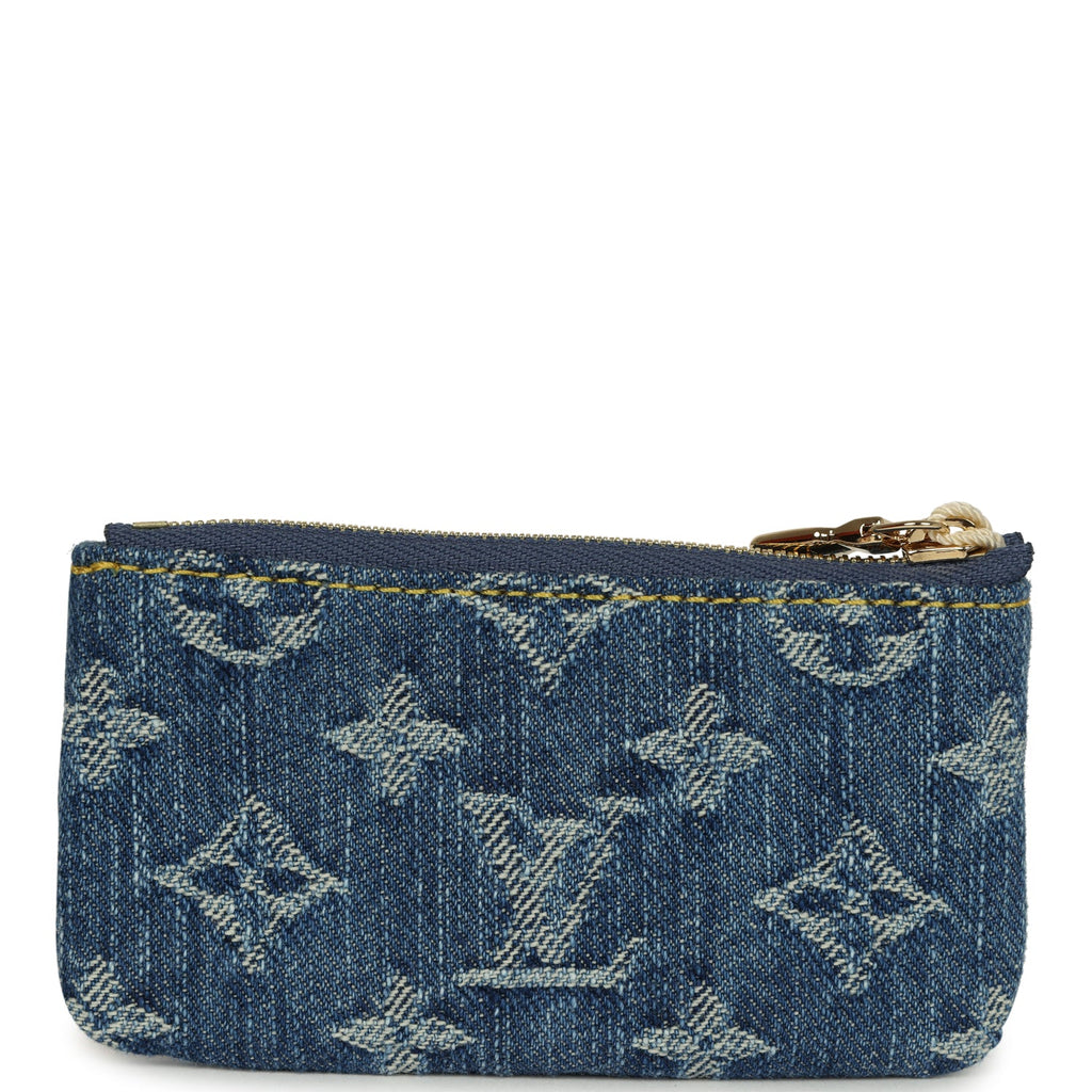 Louis Vuitton X Takashi Murakami Key Pouch Denim Monogram Cherry Gold Hardware - Image 4
