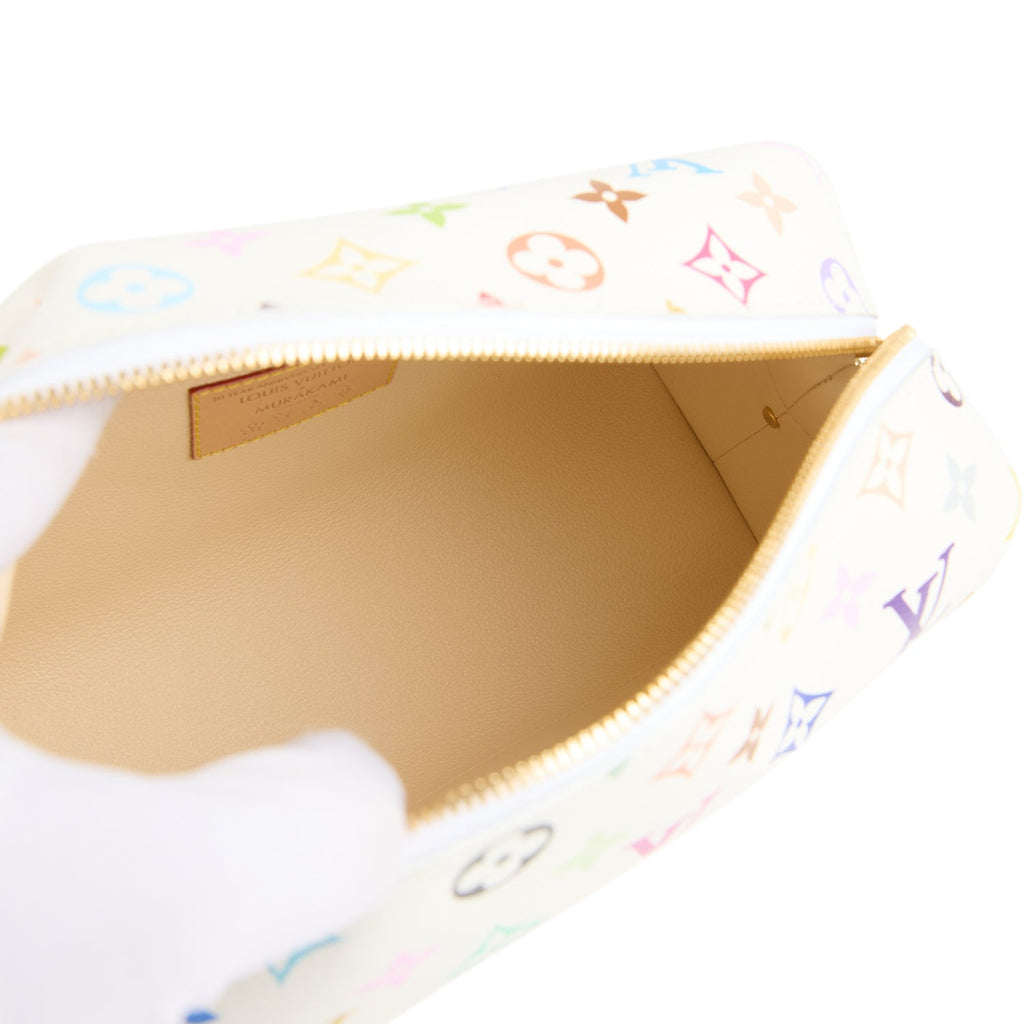 Louis Vuitton X Takashi Murakami Cosmetic Pouch GM White Multicolored Monogram Gold Hardware - Image 8