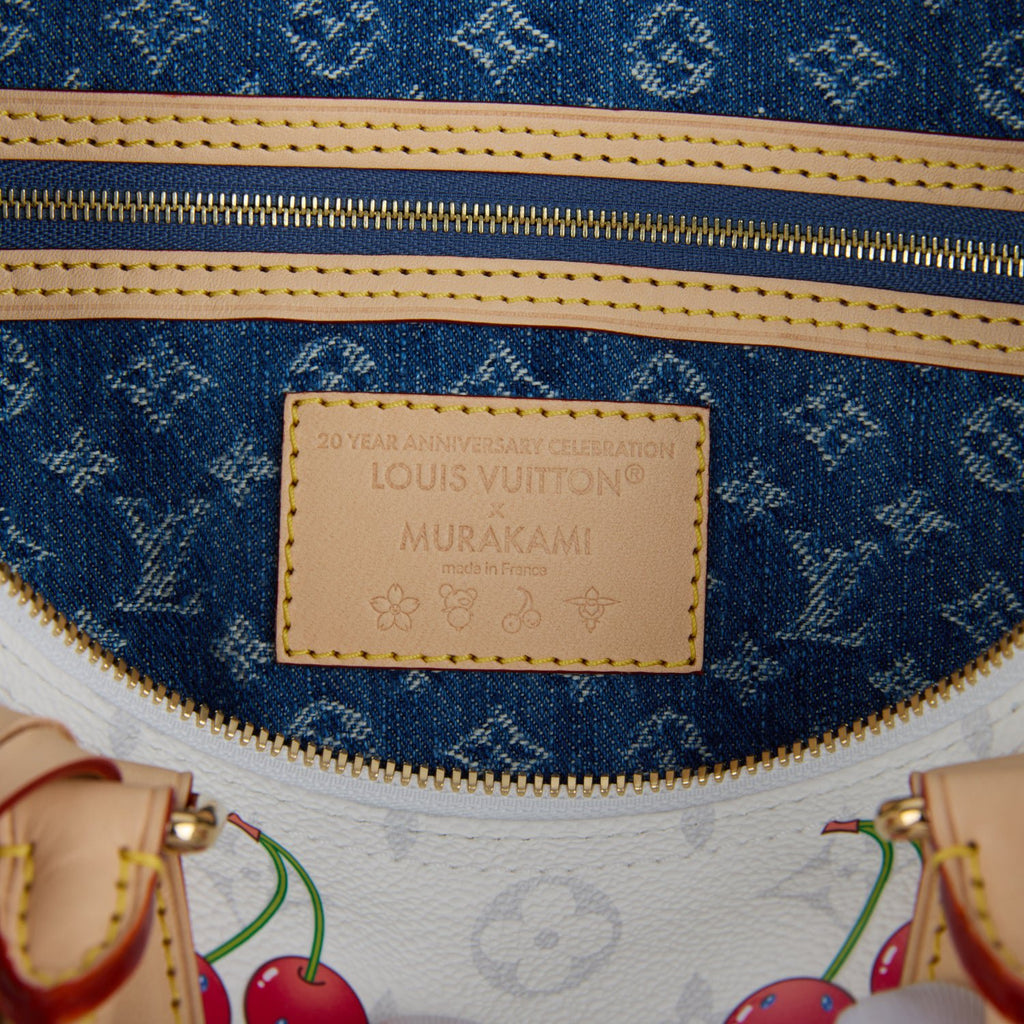 Louis Vuitton X Takashi Murakami Soft Speedy Bandouliere 30 Cherry White Monogram Gold Hardware - Image 10
