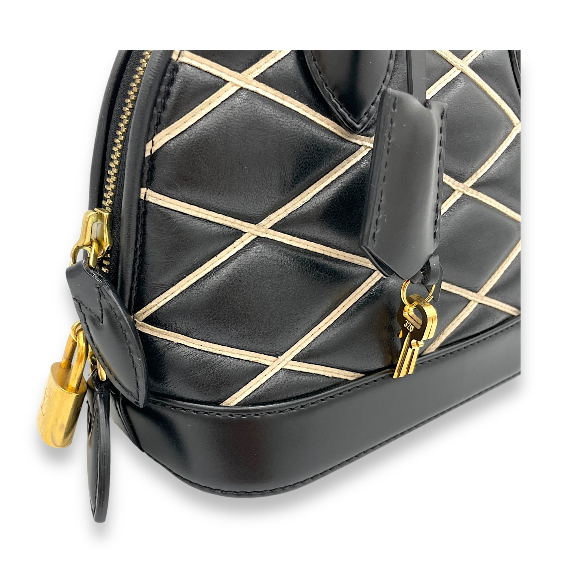 Alma BB Black Top Handle Bag in Calfskin, Gold hardware - Image 11