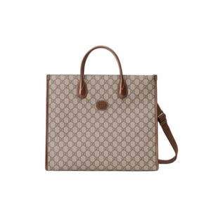 Medium tote with Interlocking G Beige and ebony - GB074