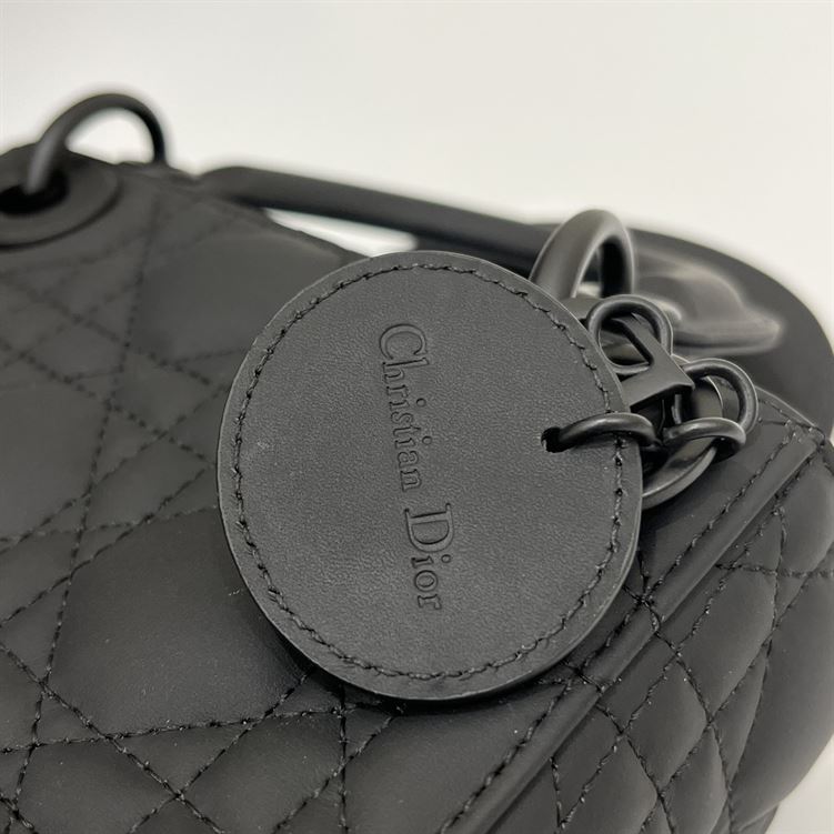 Mini Lady Dior Bag Black Ultramatte Cannage - Image 6