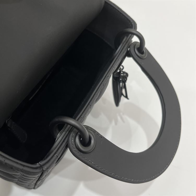 Mini Lady Dior Bag Black Ultramatte Cannage - Image 5