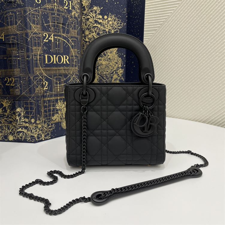 Mini Lady Dior Bag Black Ultramatte Cannage - Image 4