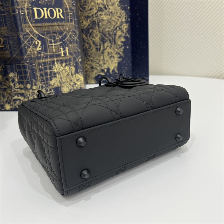 Mini Lady Dior Bag Black Ultramatte Cannage - Image 8