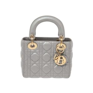 Mini Lady Dior Bag Grey Cannage Leather