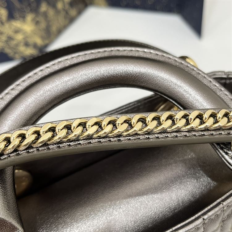 Mini Lady Dior Bag Metallic Grey - Image 10