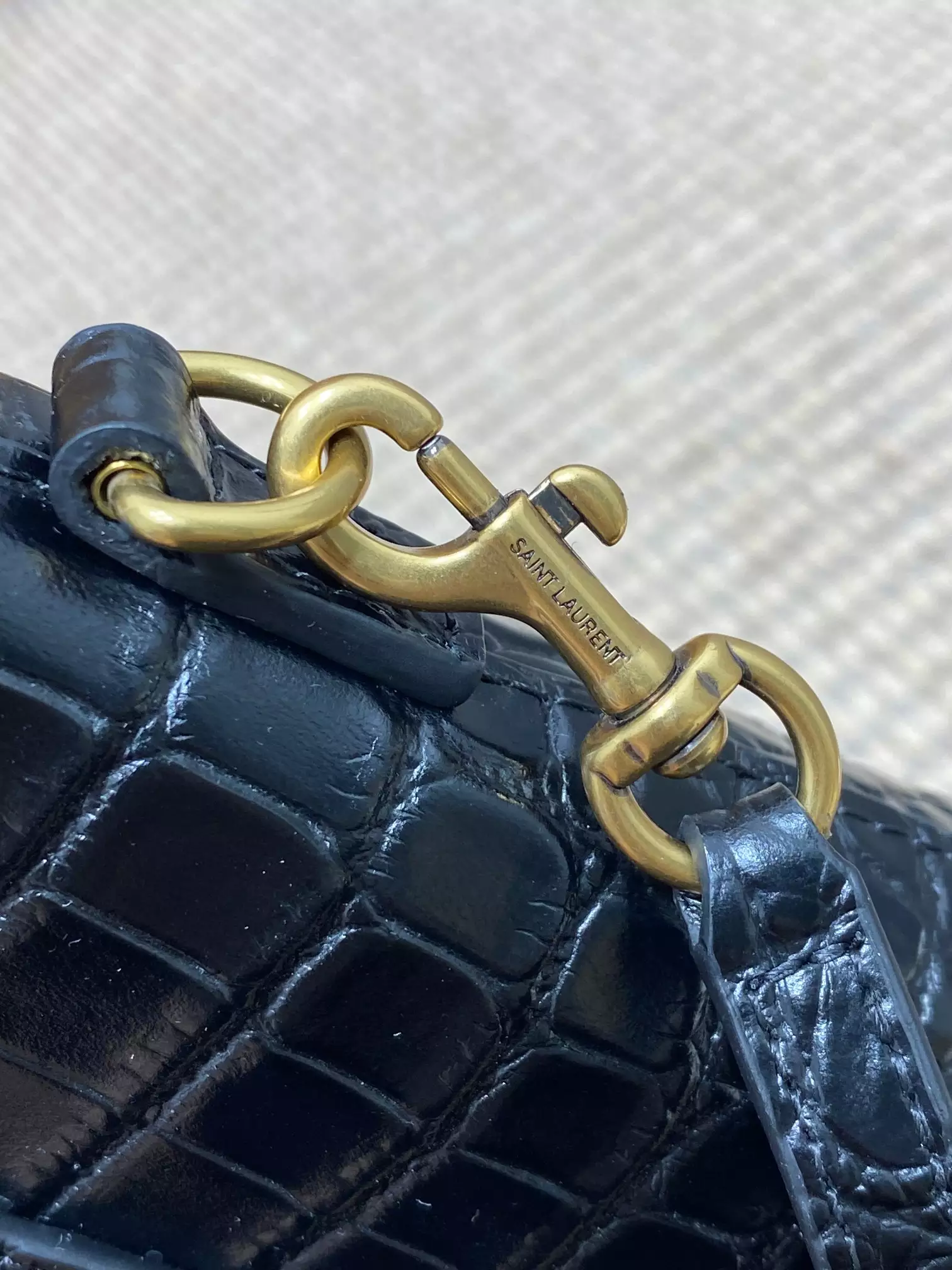 Mini Toy Shopping Saint Laurent in Crocodile-Embossed Leather - Image 7