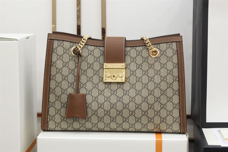 Padlock medium GG shoulder bag Beige/ebony brown leather detail - GB086 - Image 3