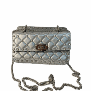 Valentino Metallic Silver Rockstud Tote Bag