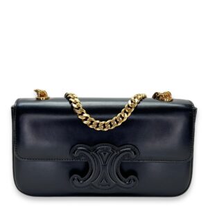 Triomphe Shoulder Bag Black in Calfskin , Gold Hardware