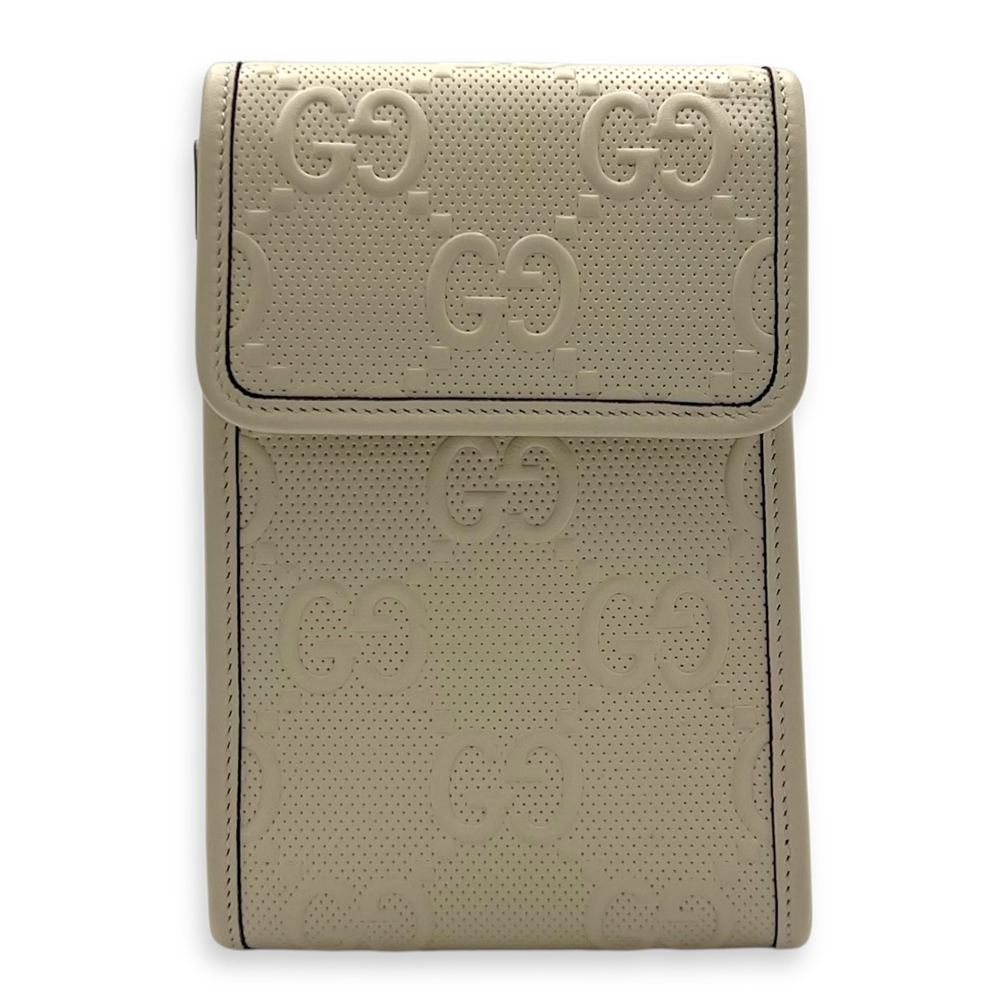 GG Crossbody Bag White in Calfskin, Silver hardware